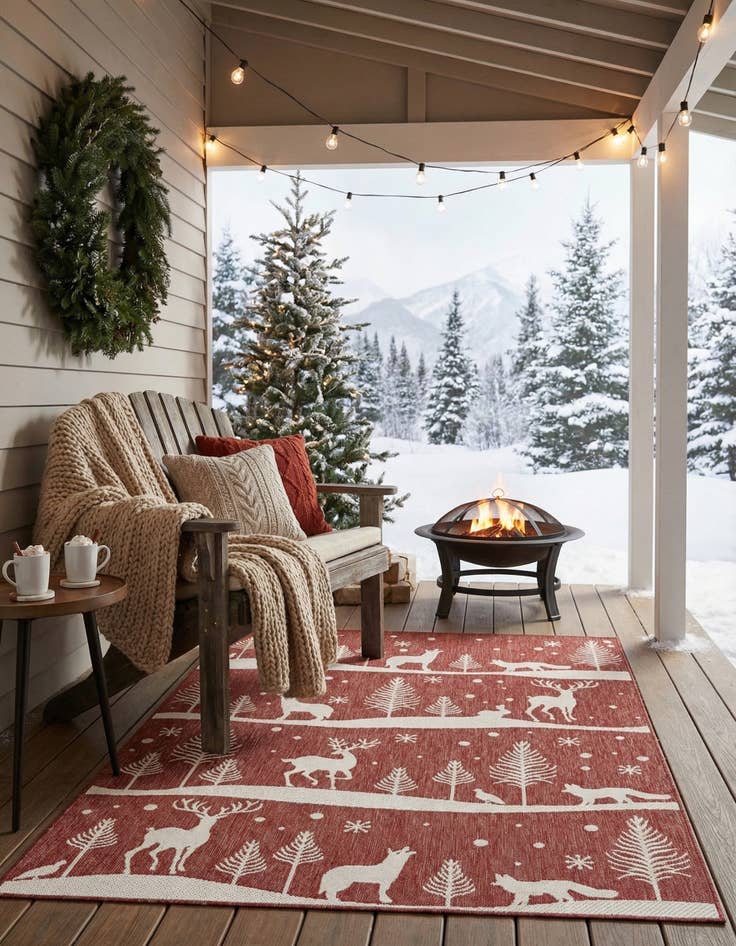 Detail image of 5' 3 x 7'  Washable Holiday Indoor / Outdoor Rug