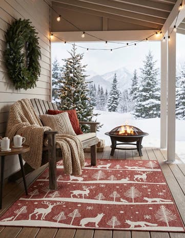 5' 3 x 7' Easy-Clean Holiday Indoor / Outdoor Rug
