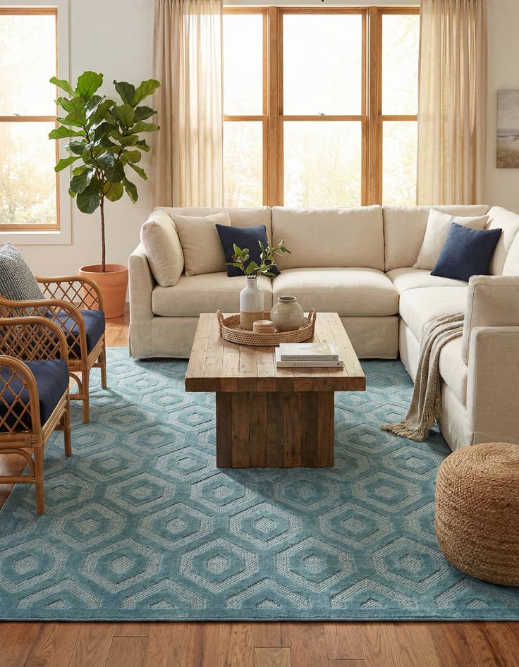 Detail image of  9' x 12'  Washable Trellis Textured Indoor / Outdoor Rug