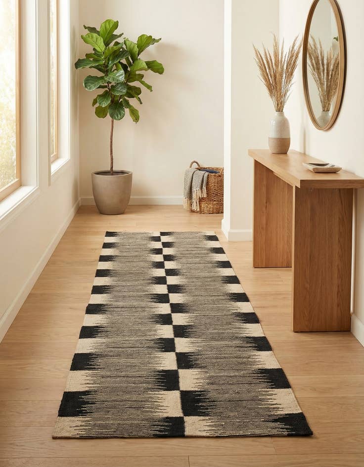 Detail image of 2' 6 x 8' 5  Hand Woven Kilim Modern Wool Runner Rug