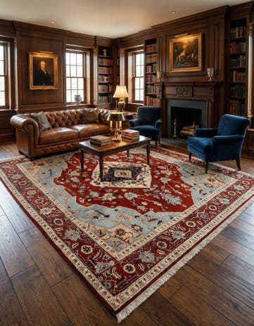 9' 5 x 10' 10 Hand Knotted Indo Tabriz Wool Rug