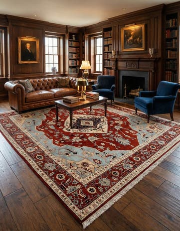9' 5 x 10' 10 Hand Knotted Indo Tabriz Wool Rug