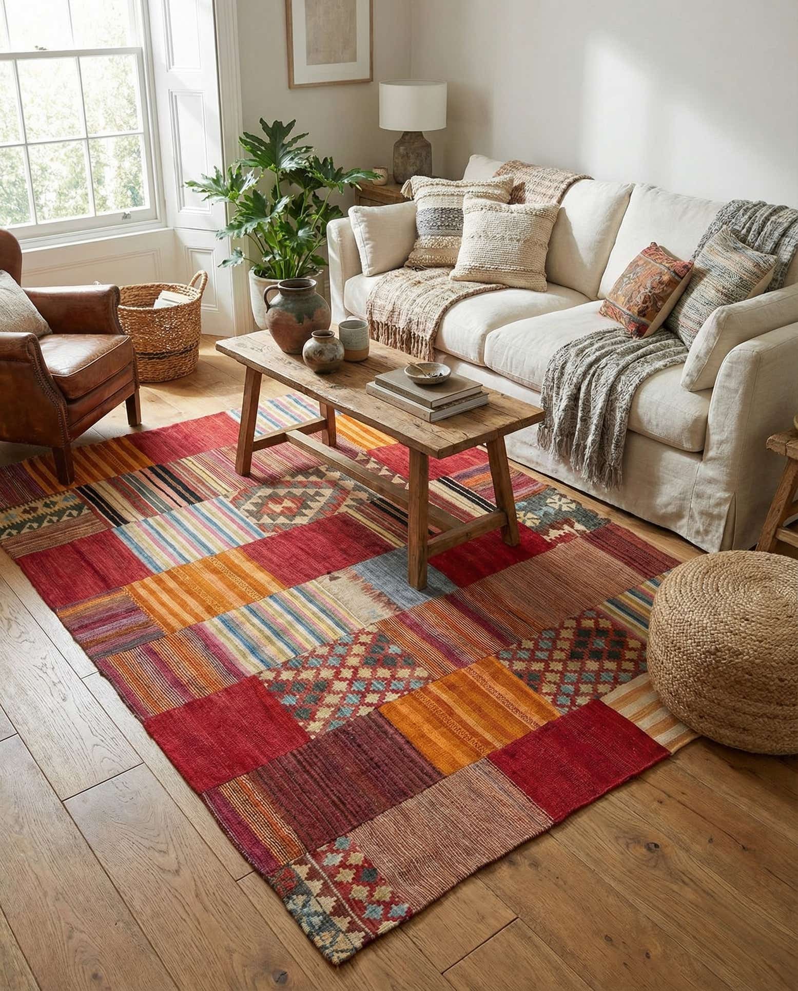 180cm x 235cm Tejido a mano Kilim Patchwork Alfombra Lana