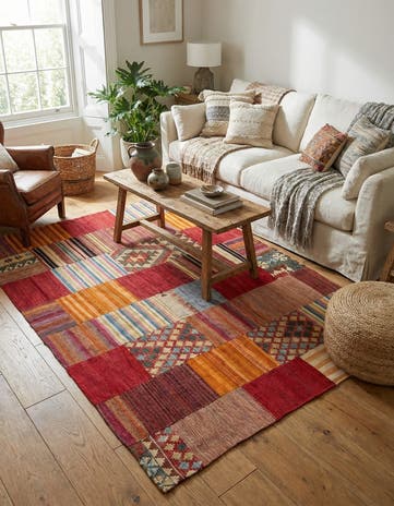 180cm x 235cm Tejido a mano Kilim Patchwork Alfombra Lana