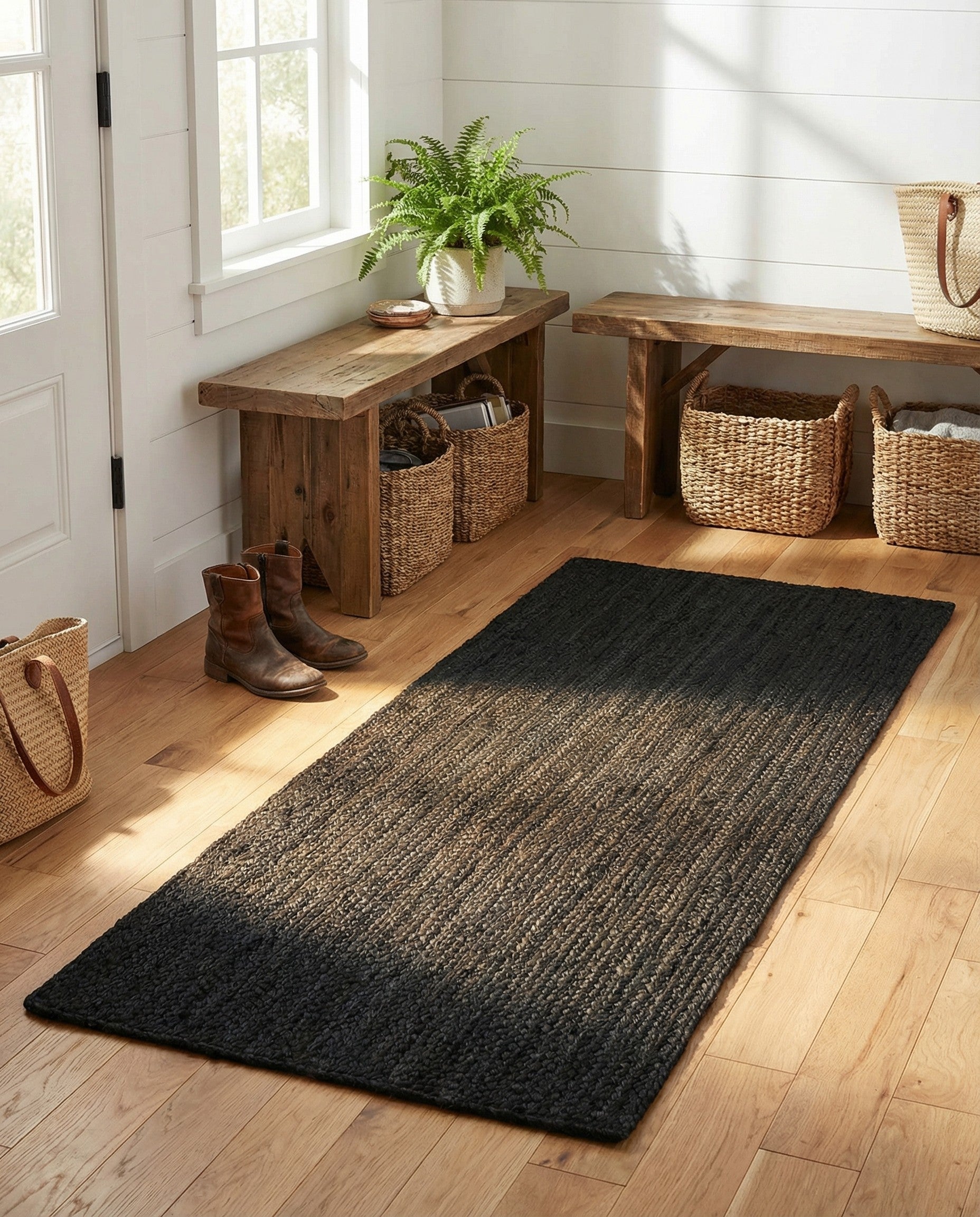  2' x 4' 1  Hand Braided Jute Runner Rug