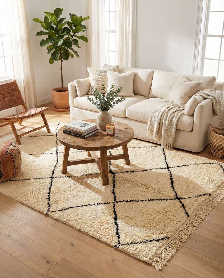 5' 2 x 8' 2 Hand Knotted Moroccan Wool Rug