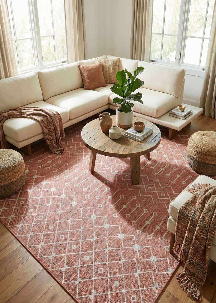10' 8 x 10' 8 Easy-Clean Trellis Indoor / Outdoor Square Rug