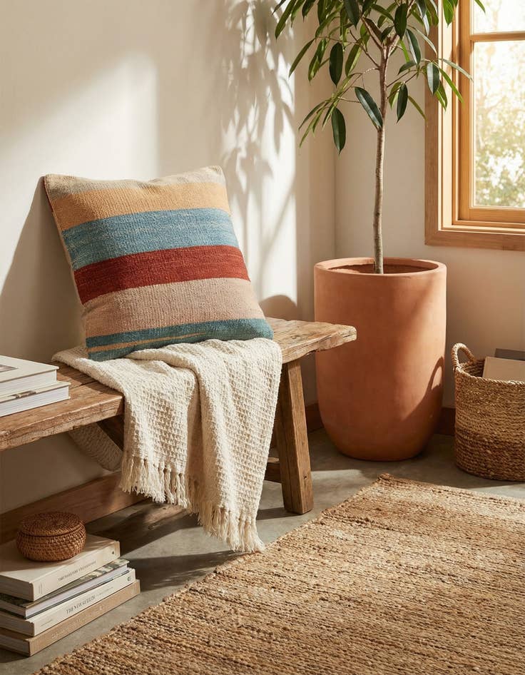 Detail image of  1' 6 x 1' 6  Hand Woven Pillow Wool Square Rug