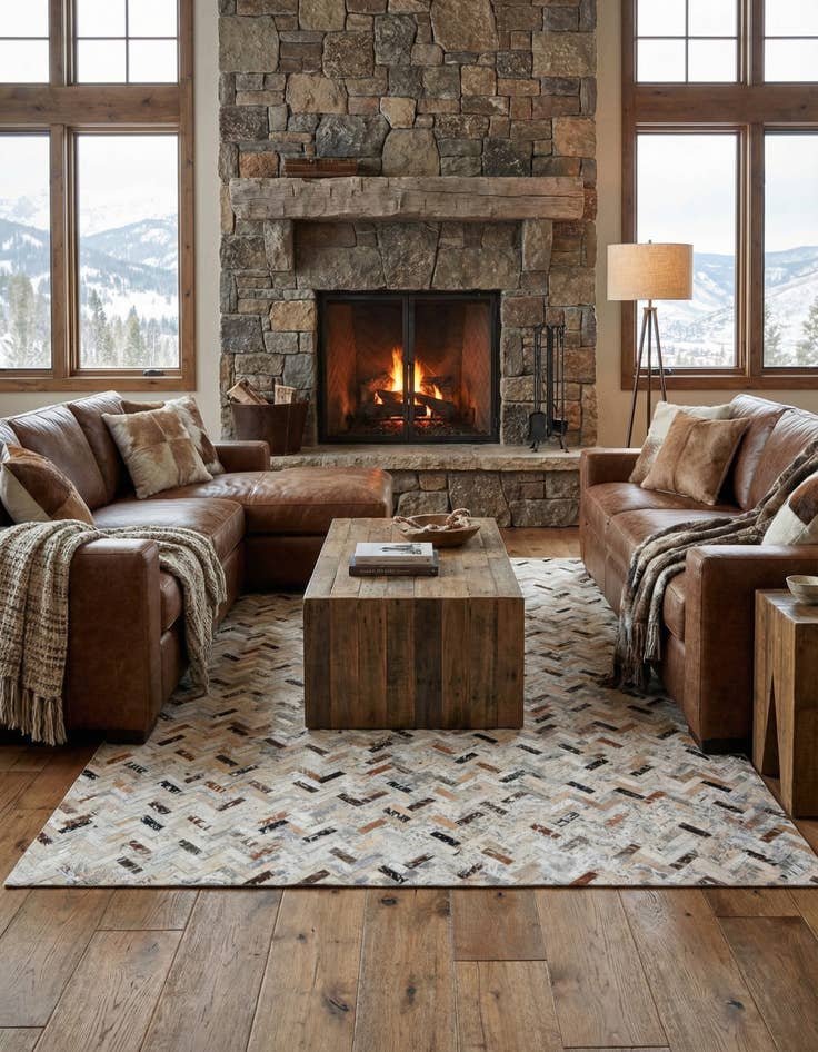 Detail image of 5' 4 x 7' 7 Cowhide Stocks Rug