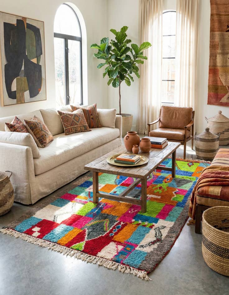 Detail image of 5' 2 x 8' 2  Hand Knotted Moroccan Wool Rug