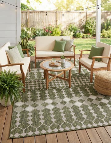 7' 10 x 11' Easy-Clean Lattice Indoor / Outdoor Rug