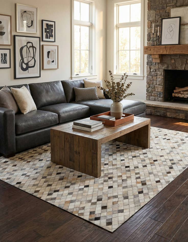 Detail image of 5' x 8' Cowhide Leather Rug