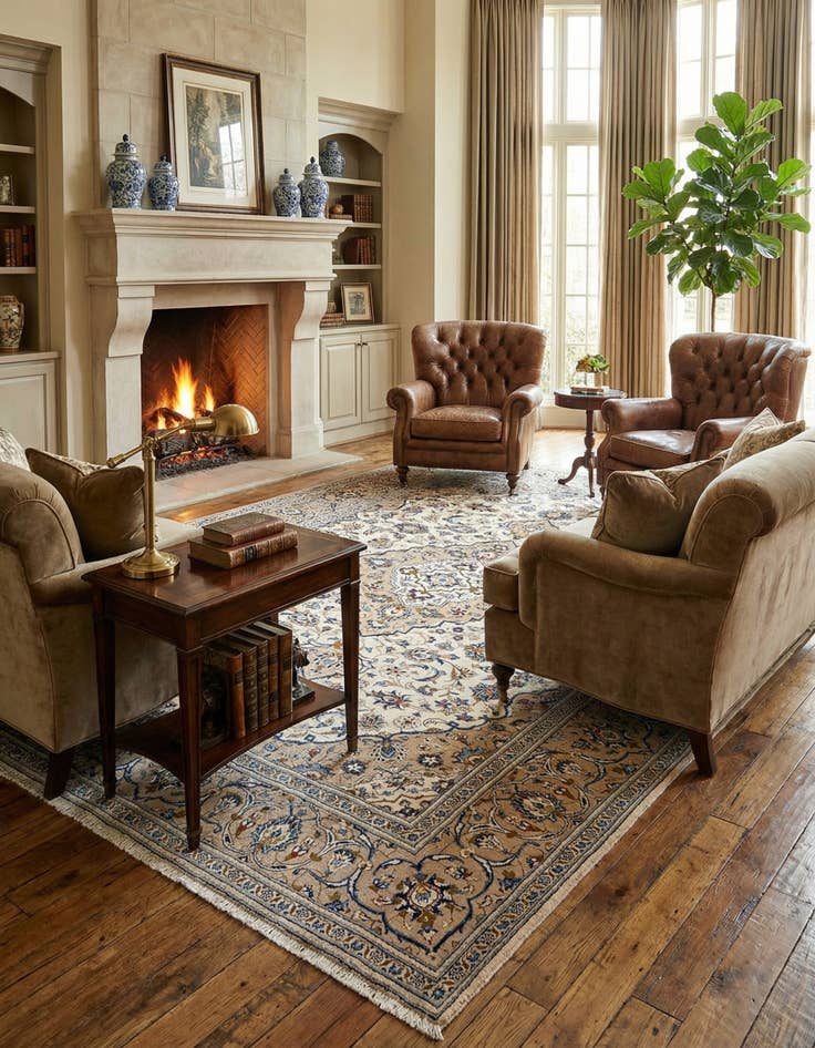 Detail image of 8' x 11' 9 Kashan Wool Rug