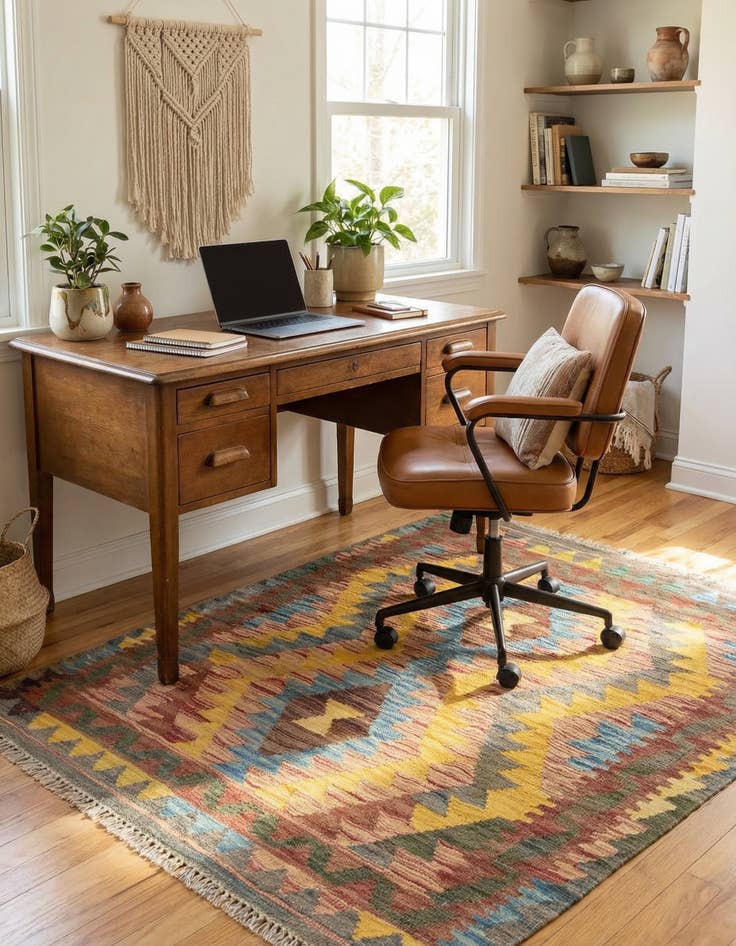 Detail image of 3' 2 x 3' 4  Hand Woven Kilim Maymana Wool Square Rug