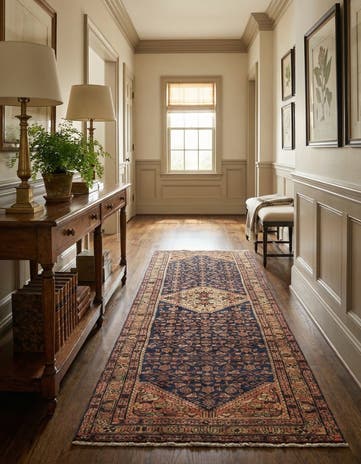 3' 7 x 10' 3 Hand Knotted Hossainabad Persian Wool Runner Rug