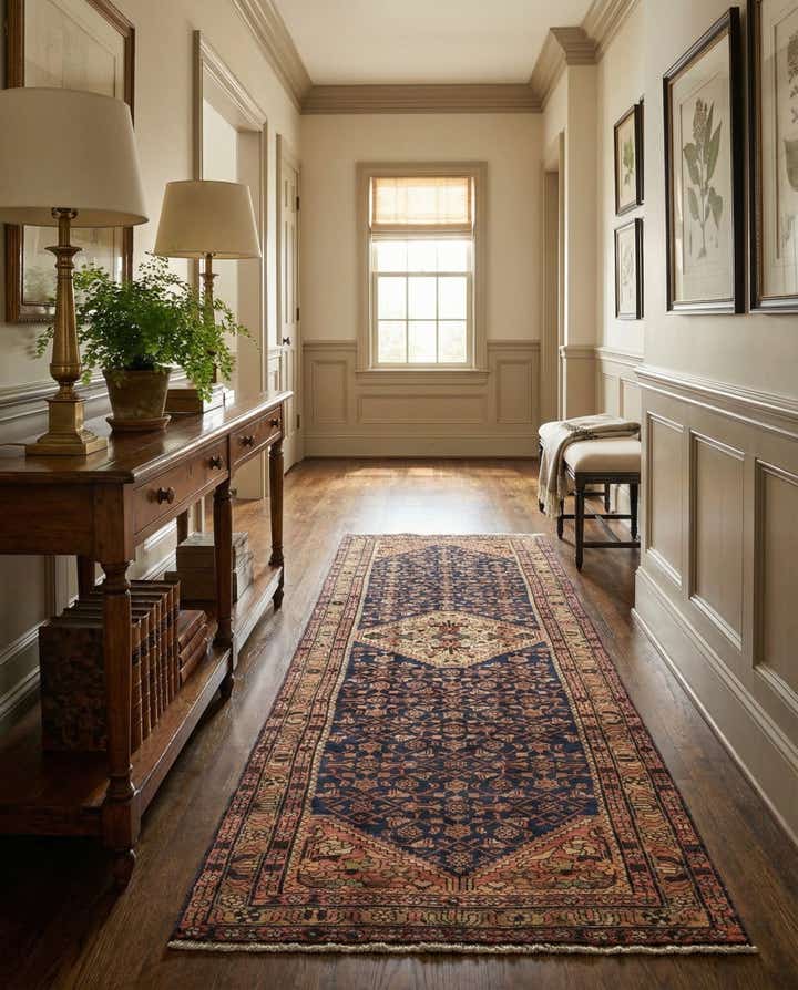 3' 7 x 10' 3 Hand Knotted Hossainabad Persian Wool Runner Rug