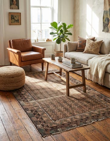 3' 7 x 5' 9 Hand Knotted Ultra Vintage Persian Wool Rug