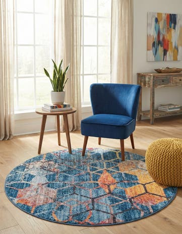 Blue Prism Round Rug