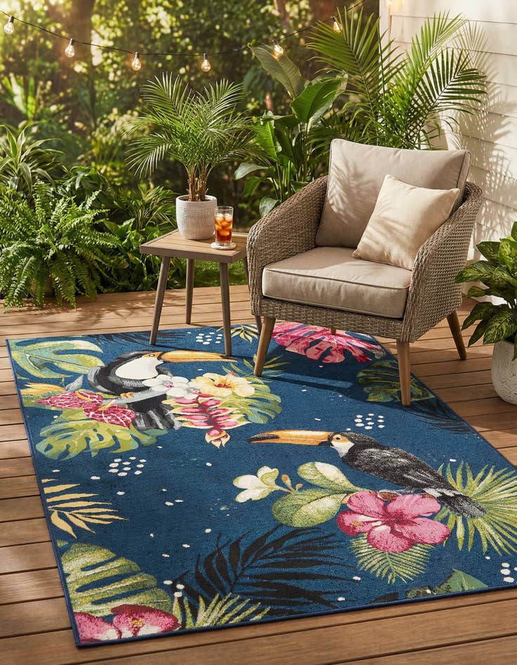 Detail image of  4' x 6'  Washable Botanical Indoor / Outdoor Rug