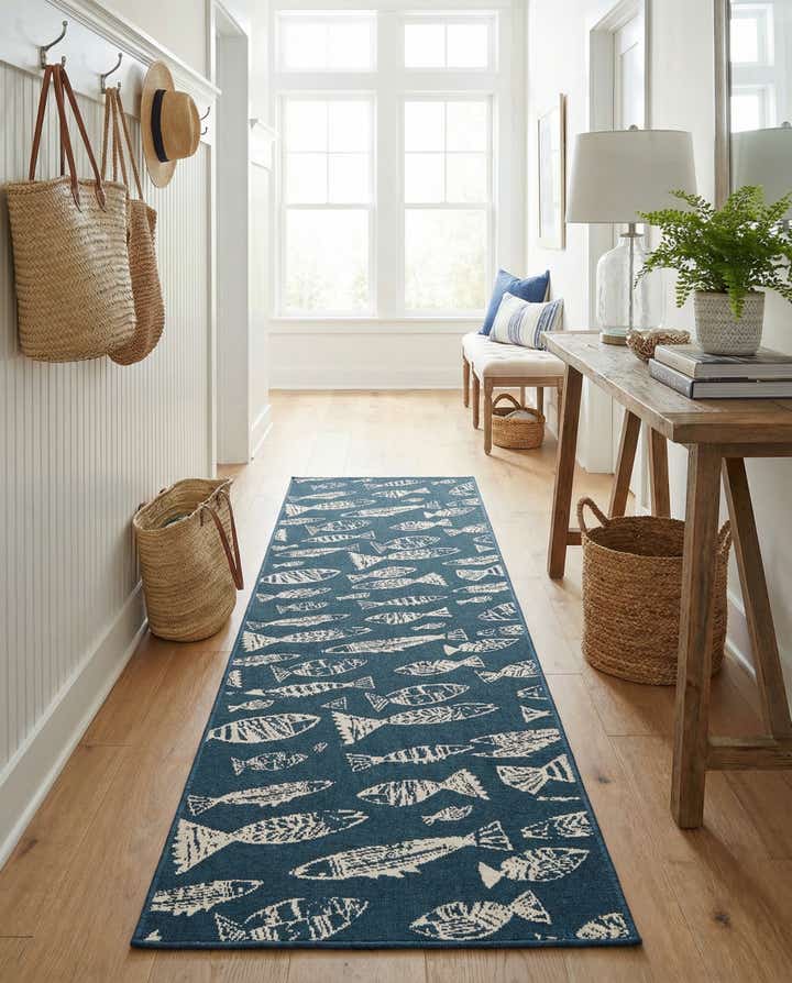 2' 7 x 12' Easy-Clean Coastal Indoor / Outdoor Runner Rug