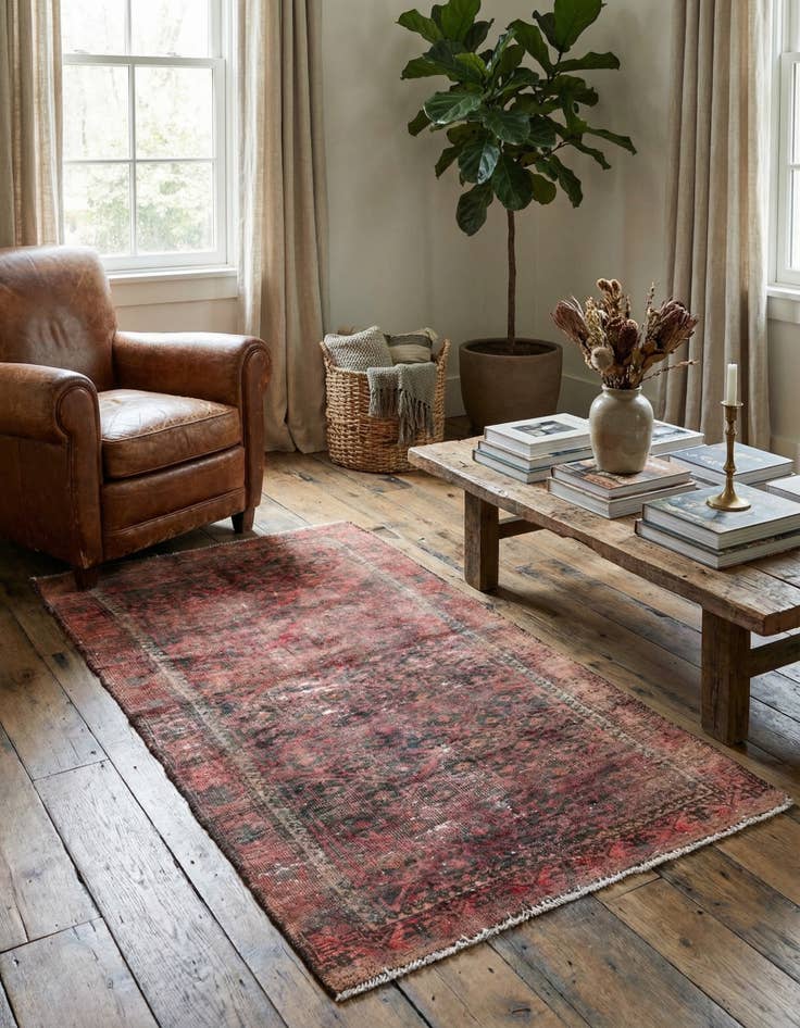 Detail image of 2' 9 x 5' 1  Hand Knotted Ultra Vintage Persian Wool Rug