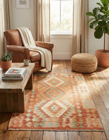 2' 10 x 4' 5 Hand Woven Kilim Waziri Wool Rug