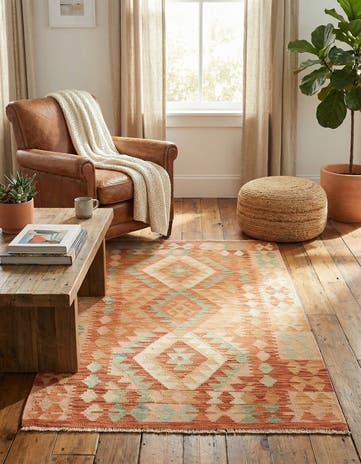 2' 10 x 4' 5 Hand Woven Kilim Waziri Wool Rug