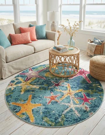 5' 3 x 5' 3 Washable Amalfi Round Rug