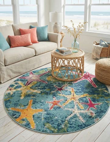 5' 3 x 5' 3 Washable Capri Round Rug