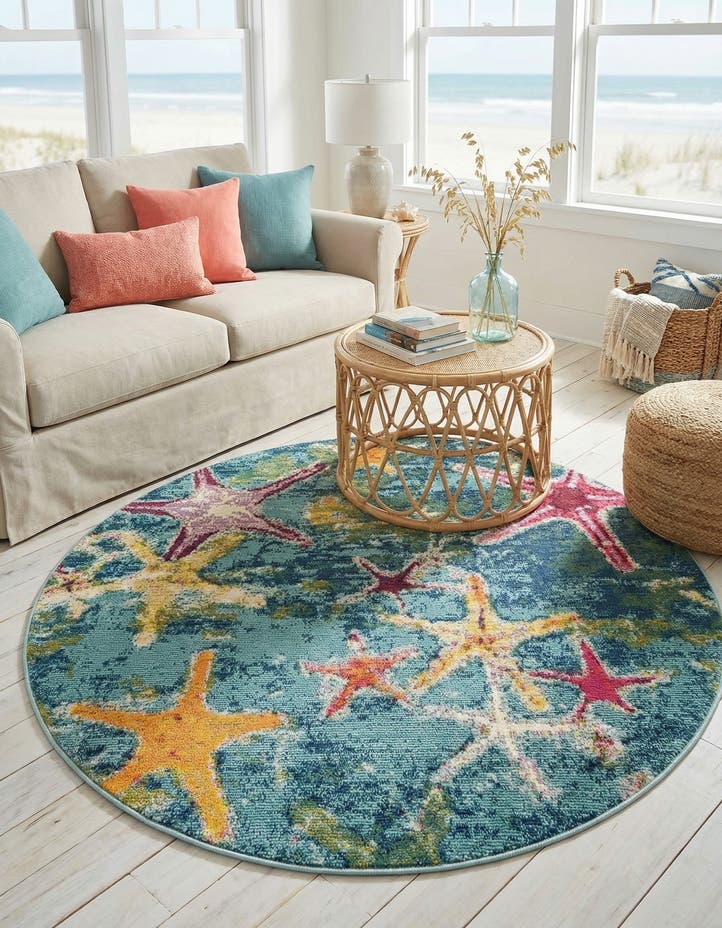 5' 3 x 5' 3 Washable Amalfi Round Rug
