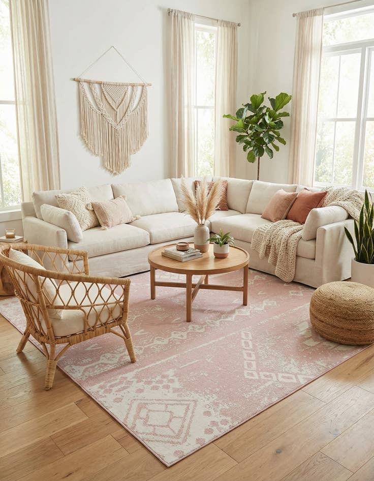 Detail image of 10' 8 x 10' 8 Easy-Clean Bohemian Indoor / Outdoor Square Rug
