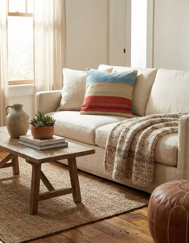 Detail image of 2' 5 x 2' 5  Hand Woven Pillow Wool Square Rug