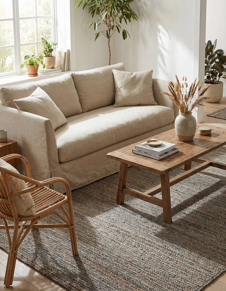 Detail image of  6' 1 x 9'  Hand Braided Jute Rug