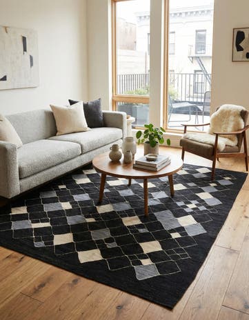 6' 1 x 7' 9 Hand Woven Kilim Modern Wool Rug