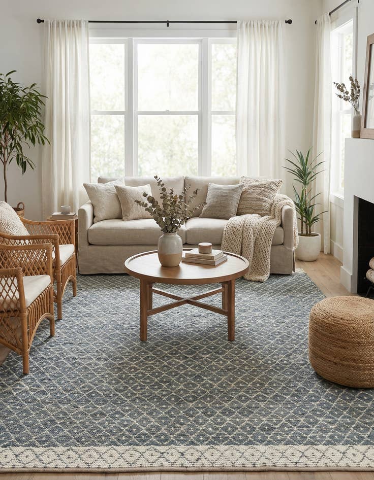 Detail image of  9' x 12'  Hand Woven Chindi Trellis Rug