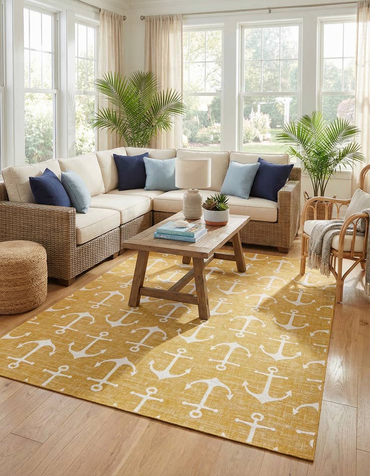 Detail image of 9' x 12'  Washable Coastal Indoor / Outdoor Rug