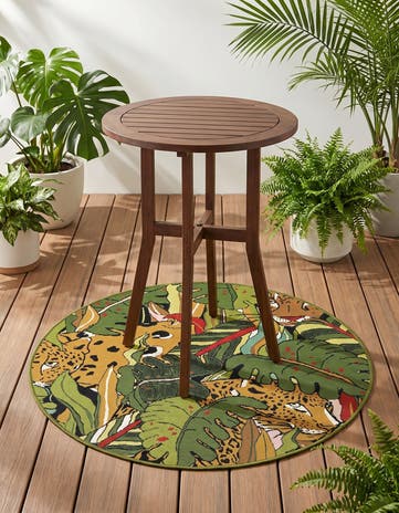3' x 3' Easy-Clean Botanical Indoor / Outdoor Round Rug