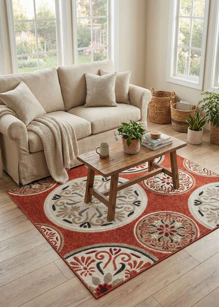5' 3 x 5' 3 Easy-Clean Modern Indoor / Outdoor Square Rug