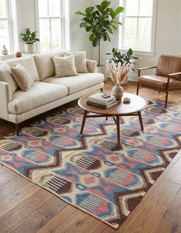 Detail image of 6' x 8' 2  Hand Woven Kilim Modern Wool Rug