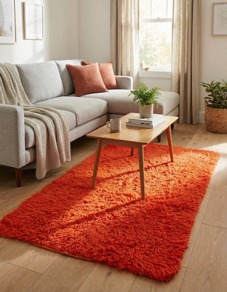 Detail image of 3' x 6'  Hand Knotted Moroccan Wool Runner Rug