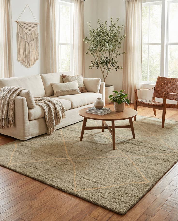 Detail image of 4' 8 x 6' 6 Hand Knotted Moroccan Wool Rug