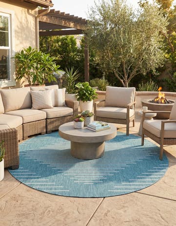 7' 10 x 7' 10 Easy-Clean Modern Indoor / Outdoor Round Rug