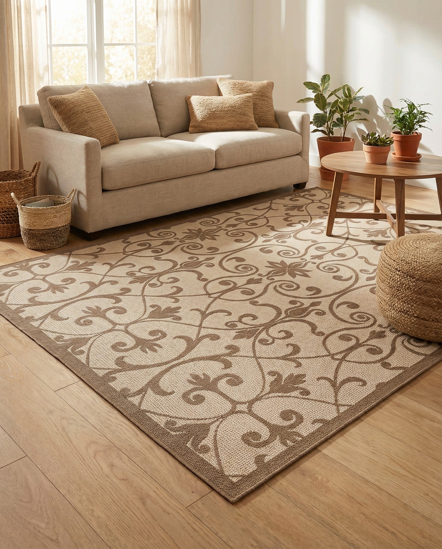7' x 10' Easy-Clean Botanical Indoor / Outdoor Rug