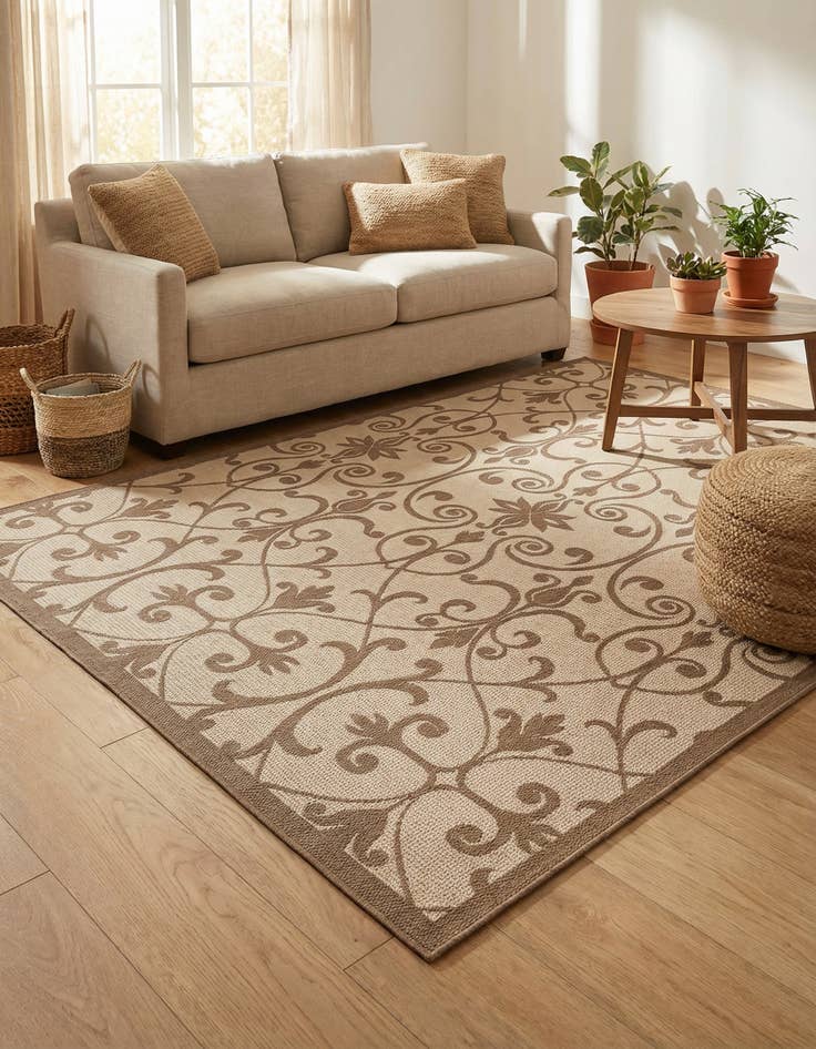 Detail image of 7' x 10'  Washable Botanical Indoor / Outdoor Rug