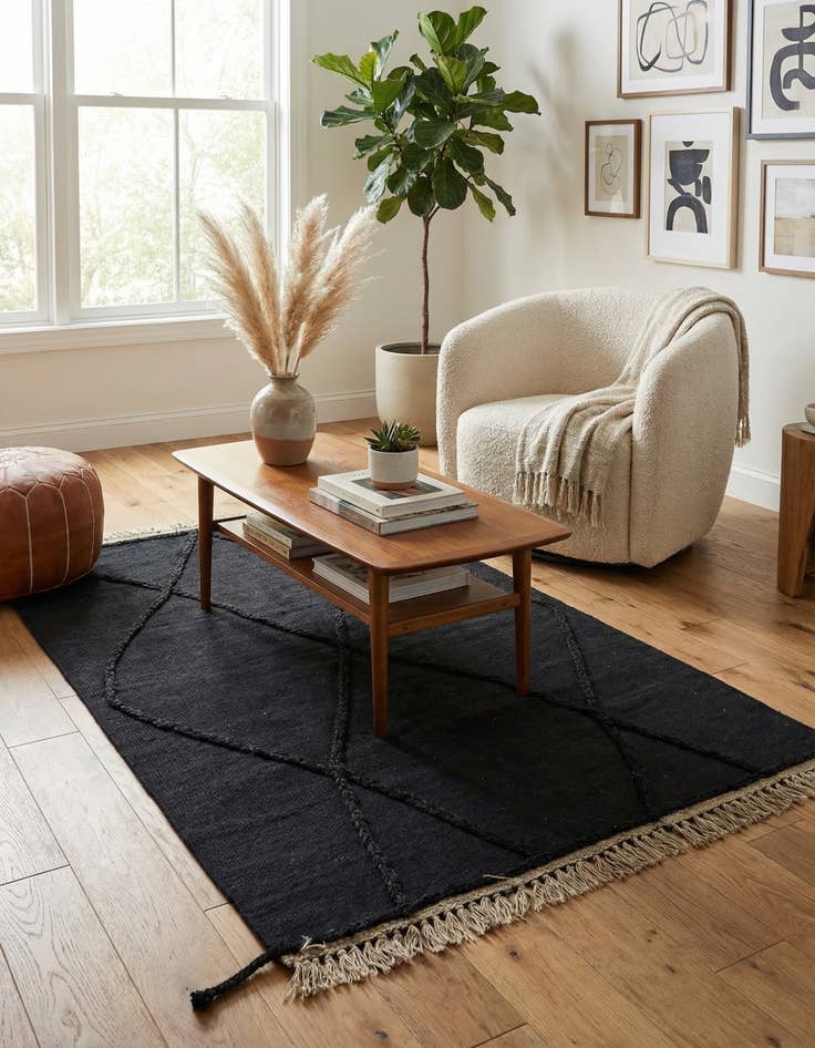 Detail image of 3' 6 x 5' 3  Hand Woven Kilim Modern Wool Rug