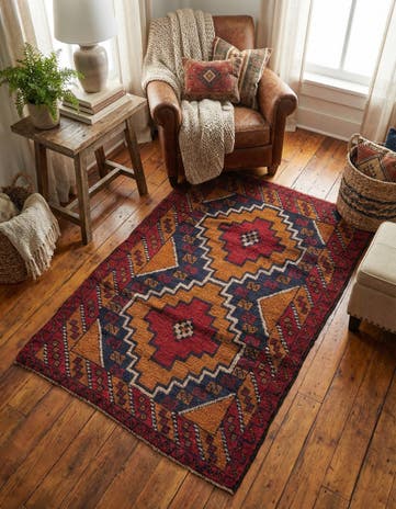 3' x 4' 7 Hand Knotted Balouch Persian Wool Rug