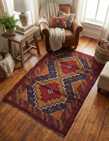 3' x 4' 7 Hand Knotted Balouch Persian Wool Rug
