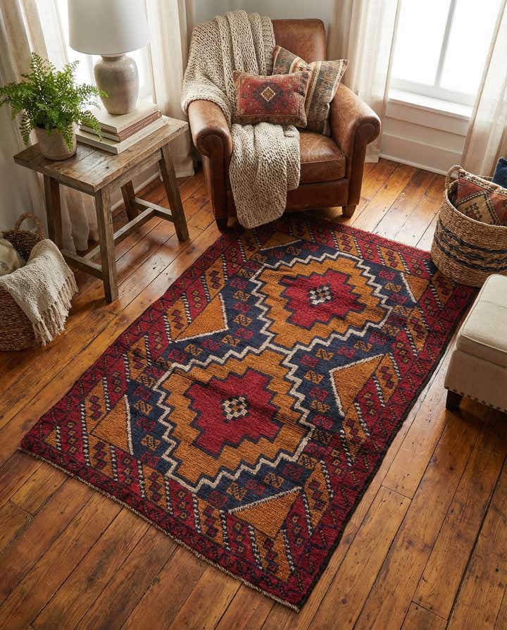 3' x 4' 7 Hand Knotted Balouch Persian Wool Rug