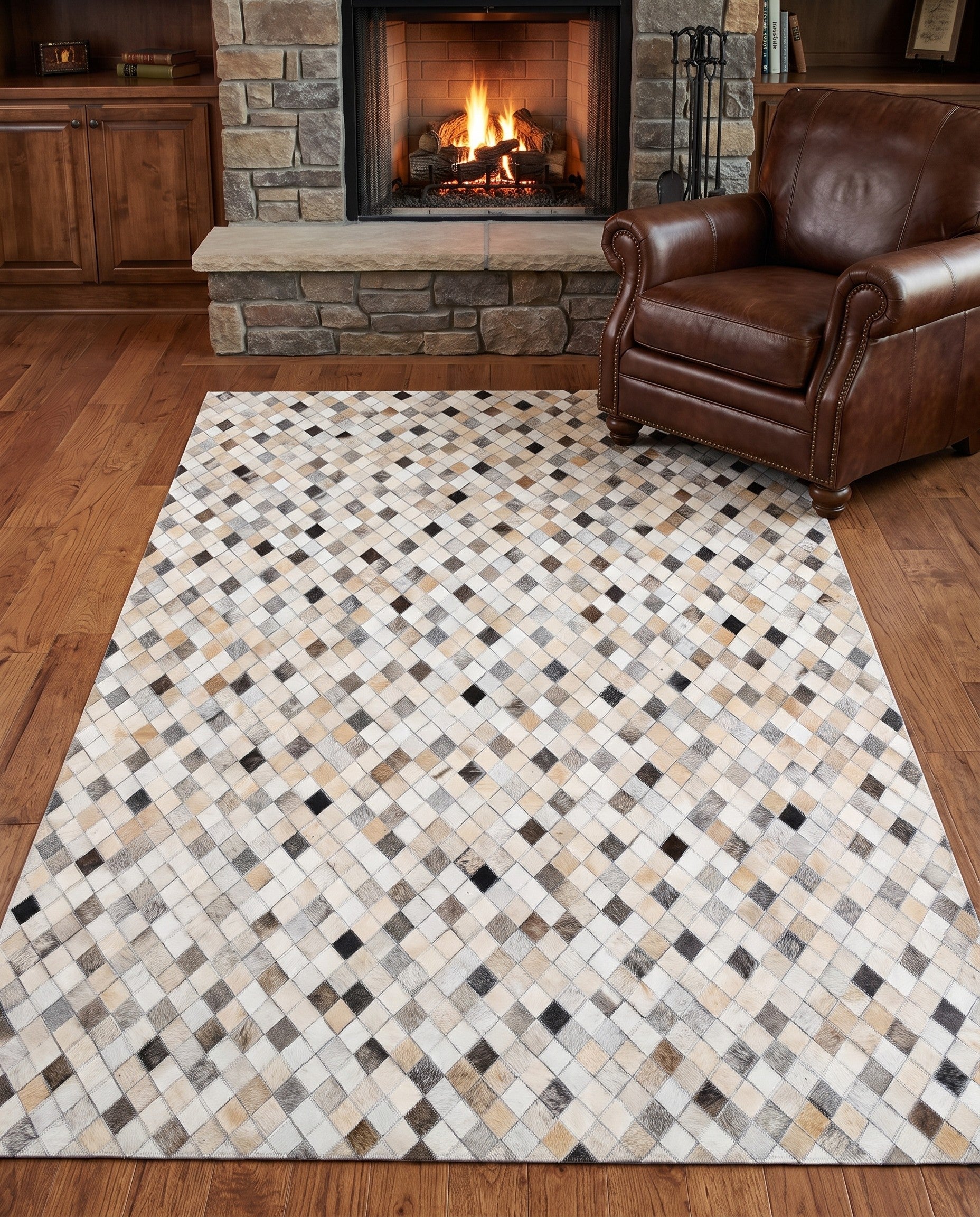 5' x 8' 1 Cowhide Leather Rug