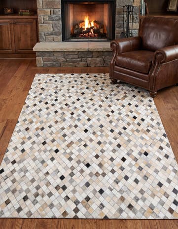 5' x 8' 1 Cowhide Leather Rug